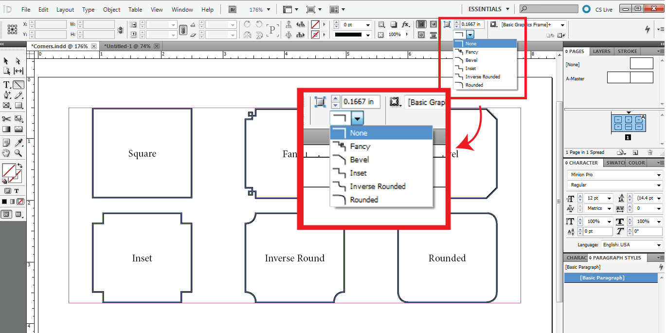 Your can access your corners through the control panel.